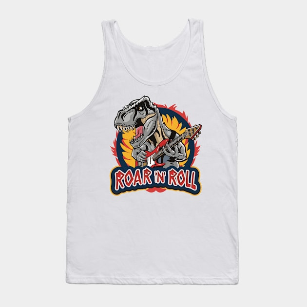 Roar N Roll: T-Rex Takes the Stage Tank Top by Salaar Design Hub